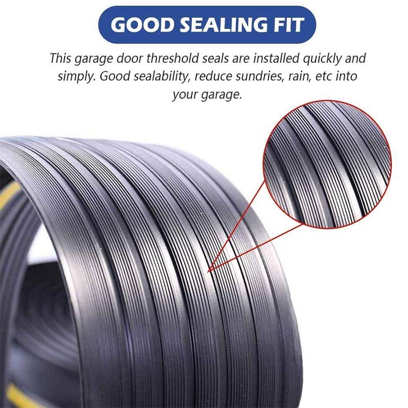 ToLanbbt 16.5Ft/5M Universal Garage Threshold Seal Strip Garage Door Bottom Weatherproof Strip Rubber DIY Weather Stripping Replacement Not Include Sealant/Adhesive (Black-Yellow Line) - Image 3